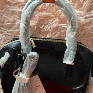 Black Footed Purse with Shoulder Strap